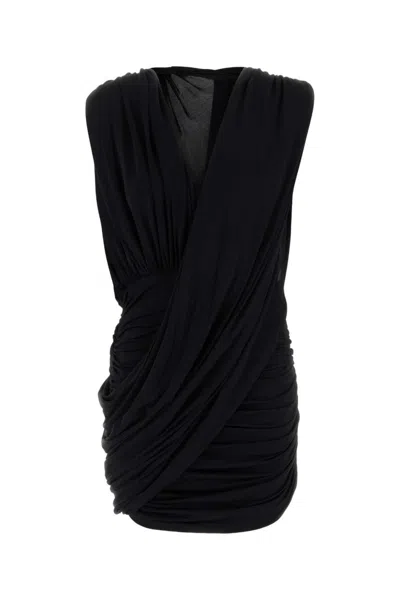MAGDA BUTRYM BLACK DRAPED COWL-NECK MINI DRESS