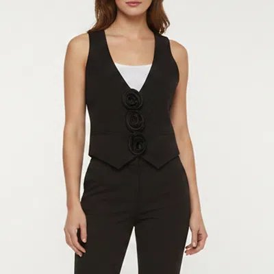 Pre-owned Magda Butrym Black Floral Appliqué Wool Blend Vest M