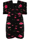 Magda Butrym Off-shoulder Floral Ruched Minidress In Black