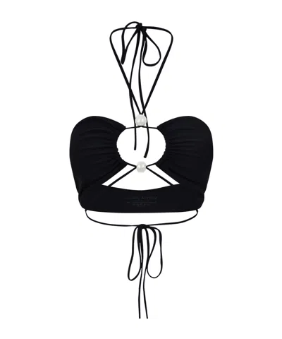 Magda Butrym Black Halter Tieup Cutout Camisole Top