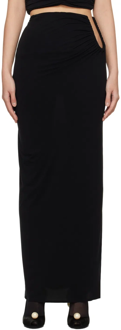 Magda Butrym Draped Jersey Cut Out Long Skirt In Black