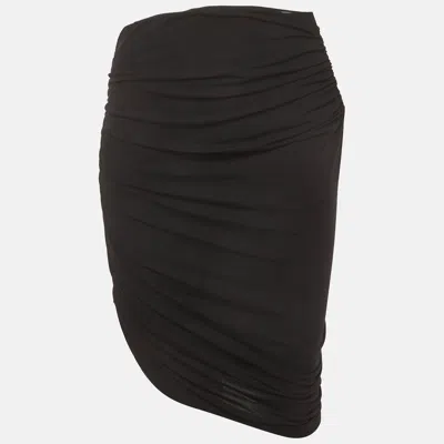 Pre-owned Magda Butrym Black Jersey Asymmetric Ruched Skirt M