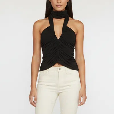 Pre-owned Magda Butrym Black Jersey Ruched Zip-up Blouse S