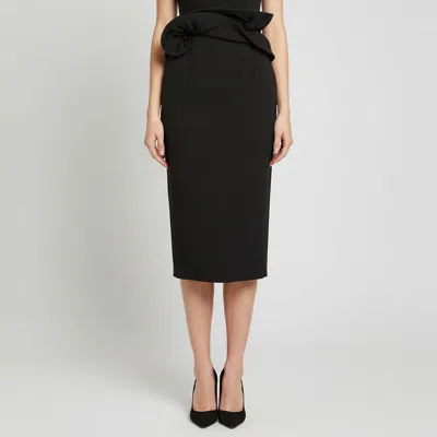 Pre-owned Magda Butrym Black Knit Hand Twisted Flower Detail Midi Skirt S