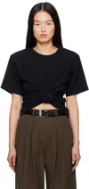Magda Butrym Twist-front Ribbed Cotton-blend Jersey T-shirt In Black