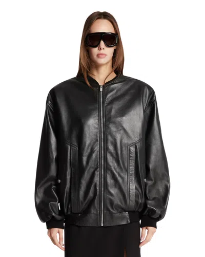 Magda Butrym Black Leather Bomber Jacket