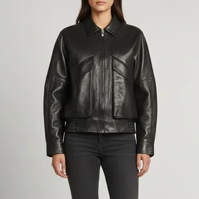 Pre-owned Magda Butrym Black Leather Classic Collar Jacket S