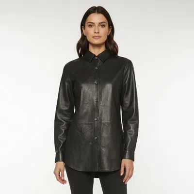 Pre-owned Magda Butrym Black Leather Long Sleeve Shirt S