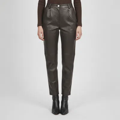 Pre-owned Magda Butrym Black Leather Pleated Wembley Pants S