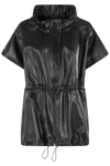 Magda Butrym Elasticized Leather Peplum Jacket In Black In Black