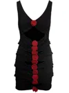 Magda Butrym Contrast Bandage Flower Dress In Black