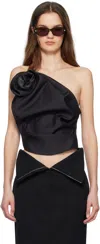 Magda Butrym One Shoulder Draped Top In Black In Black