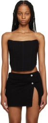 Magda Butrym Black Paneled Denim Corset In Black