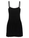 Magda Butrym Ribbed Texture Pleated Skirt Dress In Black