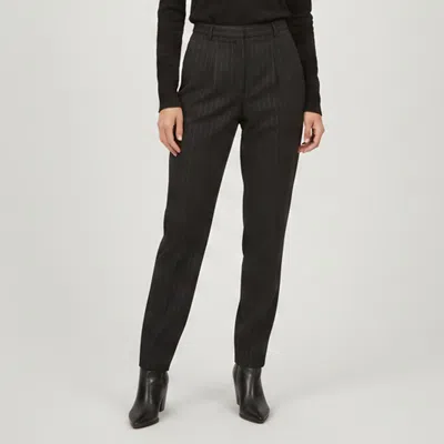 Pre-owned Magda Butrym Black Pinstripe Wool Blend Tapered Pants S