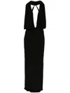 Magda Butrym Draped Stretch-satin Halterneck Gown In Black