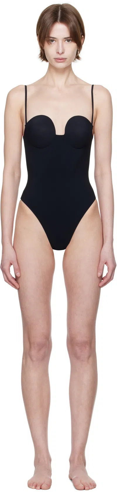 MAGDA BUTRYM BLACK RETRO BUSTIER SWIMSUIT
