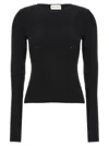 Magda Butrym Ribbed Viscose-blend Sweater With Sculptural Chest Detail In Black