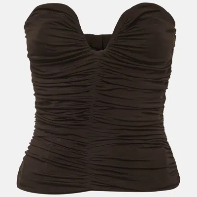 Pre-owned Magda Butrym Black Ruched Jersey Strapless Corset M