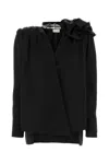 Magda Butrym Draped Floral V-neck Blouse In Black