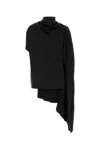 Magda Butrym Asymmetric Draped High Neck Open Back Top In Black