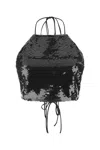 Magda Butrym Black Sequins Crop-top In Black