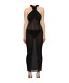 Magda Butrym Black Sheer Halter Bustier Midi Dress In Black