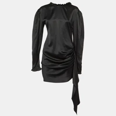 Pre-owned Magda Butrym Black Silk & Wool Draped Mini Dress S