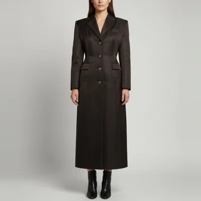 Pre-owned Magda Butrym Black Silk Blend Single Breasted Long Coat S