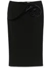 Magda Butrym Draped Floral High Waist Midi Skirt In Black