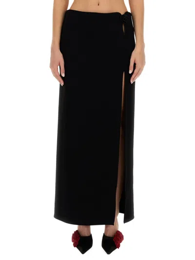 Magda Butrym Black Solid Maxi Skirt In Multi