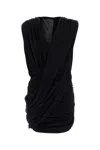 Magda Butrym Mini Dress Draped Design Ruched Detailing Sleeveless In Black