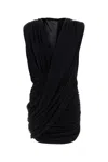 Magda Butrym Mini Dress Draped Design Ruched Detailing Sleeveless In Black