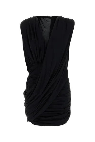 Magda Butrym Mini Dress Draped Design Ruched Detailing Sleeveless In Black
