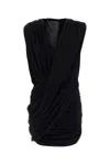 Magda Butrym Mini Dress Draped Design Ruched Detailing Sleeveless In Black