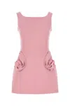 Magda Butrym Floral Appliqued Wool Mini Dress In Pink