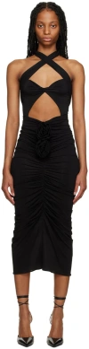 Magda Butrym Black Twisted Midi Dress In Black
