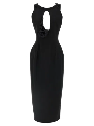 MAGDA BUTRYM MAGDA BUTRYM BLACK WOOL SHEATH DRESS WITH FRONT CUT-OUT