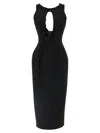 Magda Butrym Wool Midi Dress With Keyhole Opening, Black In Black