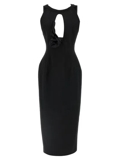 MAGDA BUTRYM BLACK WOOL SHEATH DRESS WITH FRONT CUT-OUT
