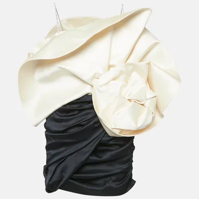 Magda Butrym Black/cream Silk Blend Belgrade Mini Dress In White