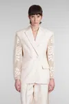 Magda Butrym Lace Crochet Hourglass Blazer In Neutral
