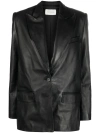 Magda Butrym Leather Blazer Jacket In Black