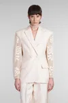 Magda Butrym Lace Crochet Hourglass Blazer In Neutral
