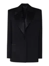 Magda Butrym Blazer With Satin Lapels In Negro