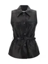 Magda Butrym Leather Belted Biker Vest In Black