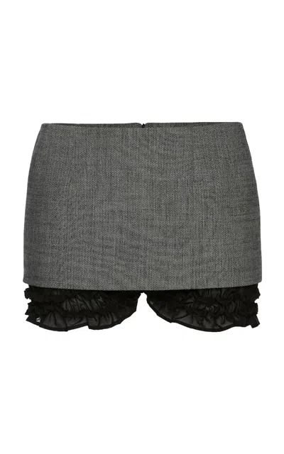Magda Butrym Bloomer Stretch-wool Skort In Gray