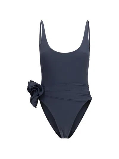 Magda Butrym Denim Blue Stretch Nylon Swimsuit