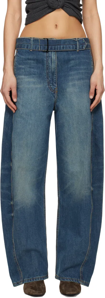 Magda Butrym Blue Belted Loose Leg Jeans