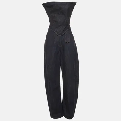 Pre-owned Magda Butrym Blue Denim Corser And Jeans Set S